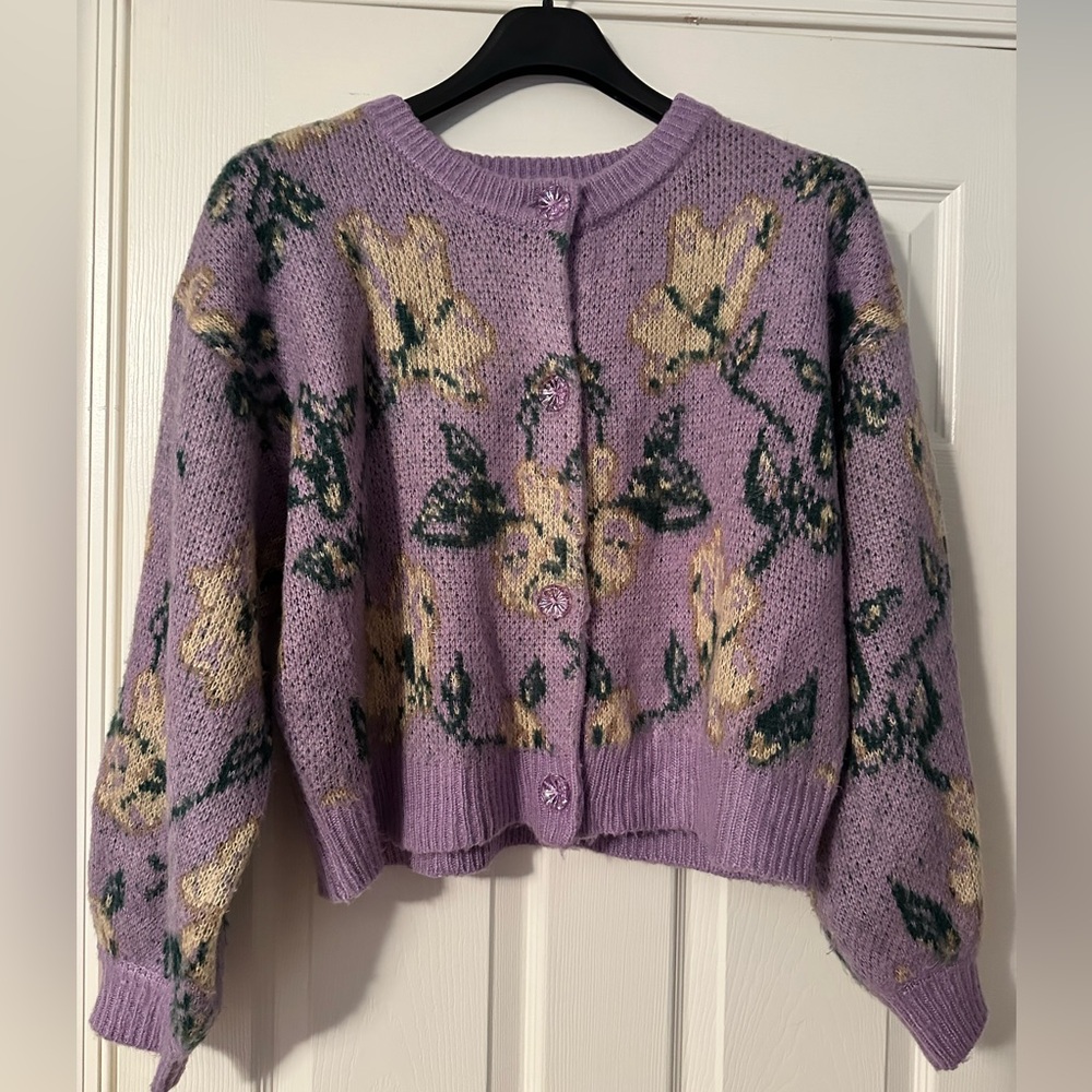 Greylin Lavender Floral Cardigan